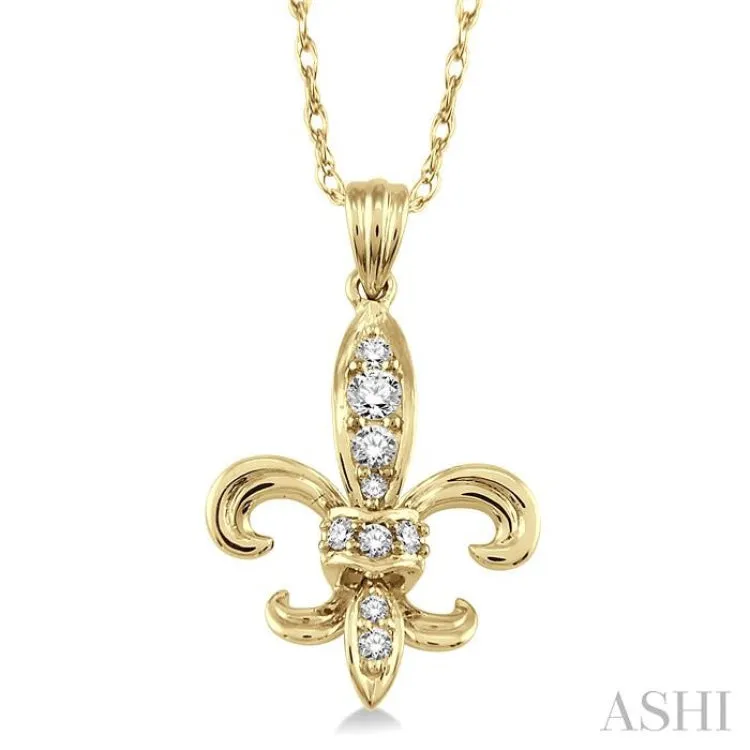 1/6 Ctw Round Cut Diamond Pendant in 14K Yellow Gold with Chain