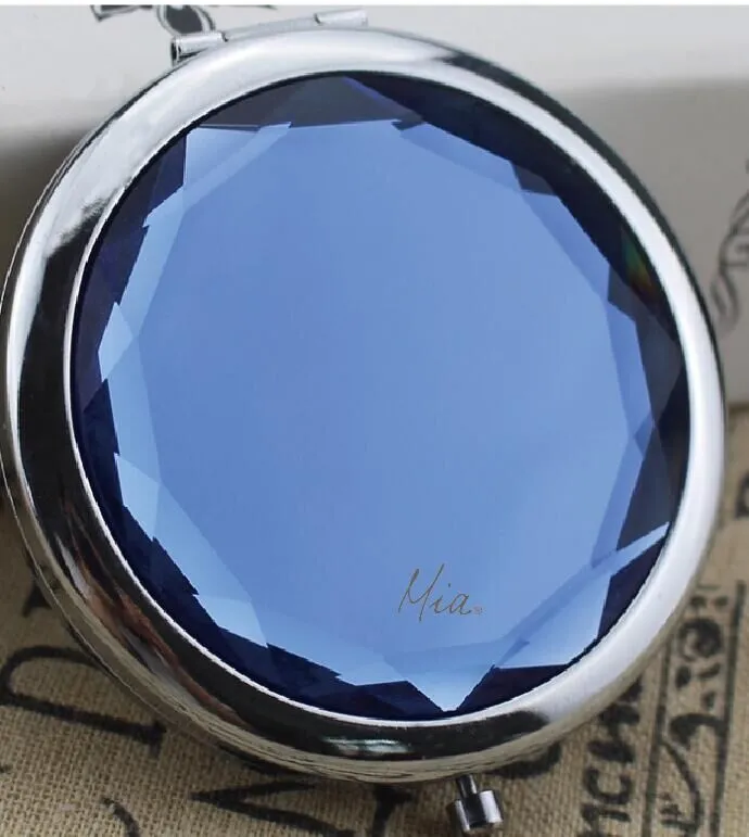 2x/1x Jeweled Compact Mirrors - Chrome finish