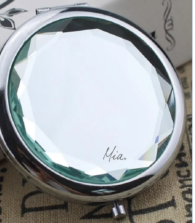 2x/1x Jeweled Compact Mirrors - Chrome finish