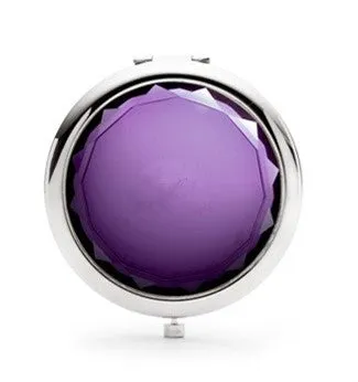 2x/1x Jeweled Compact Mirrors - Chrome finish