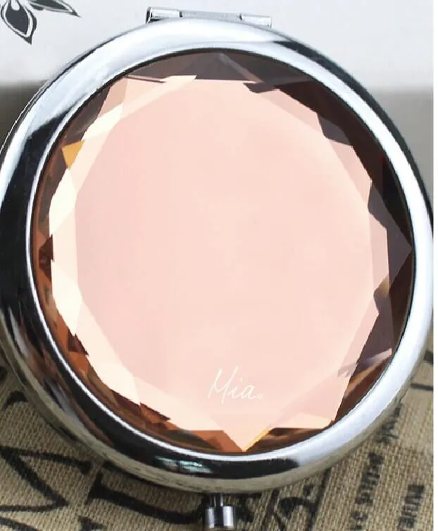 2x/1x Jeweled Compact Mirrors - Chrome finish