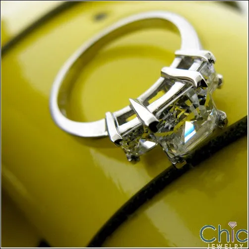 3 Stone 1.5 Asscher .50 Asscher Cubic Zirconia Cz Ring