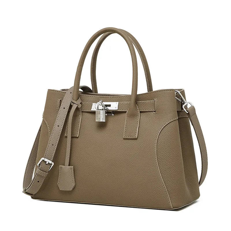 31CM large capacity platinum premium leather shoulder bag 2859 grey