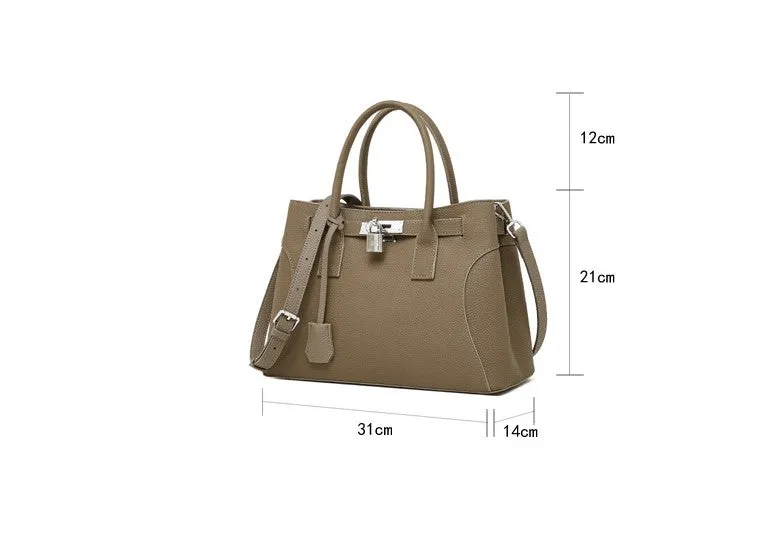 31CM large capacity platinum premium leather shoulder bag 2859 grey