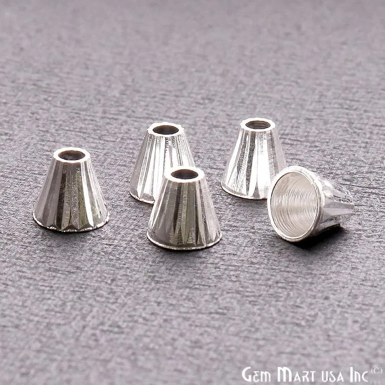 5pc Lot Silver Cone Acrylic Cap Findings Tassel Caps