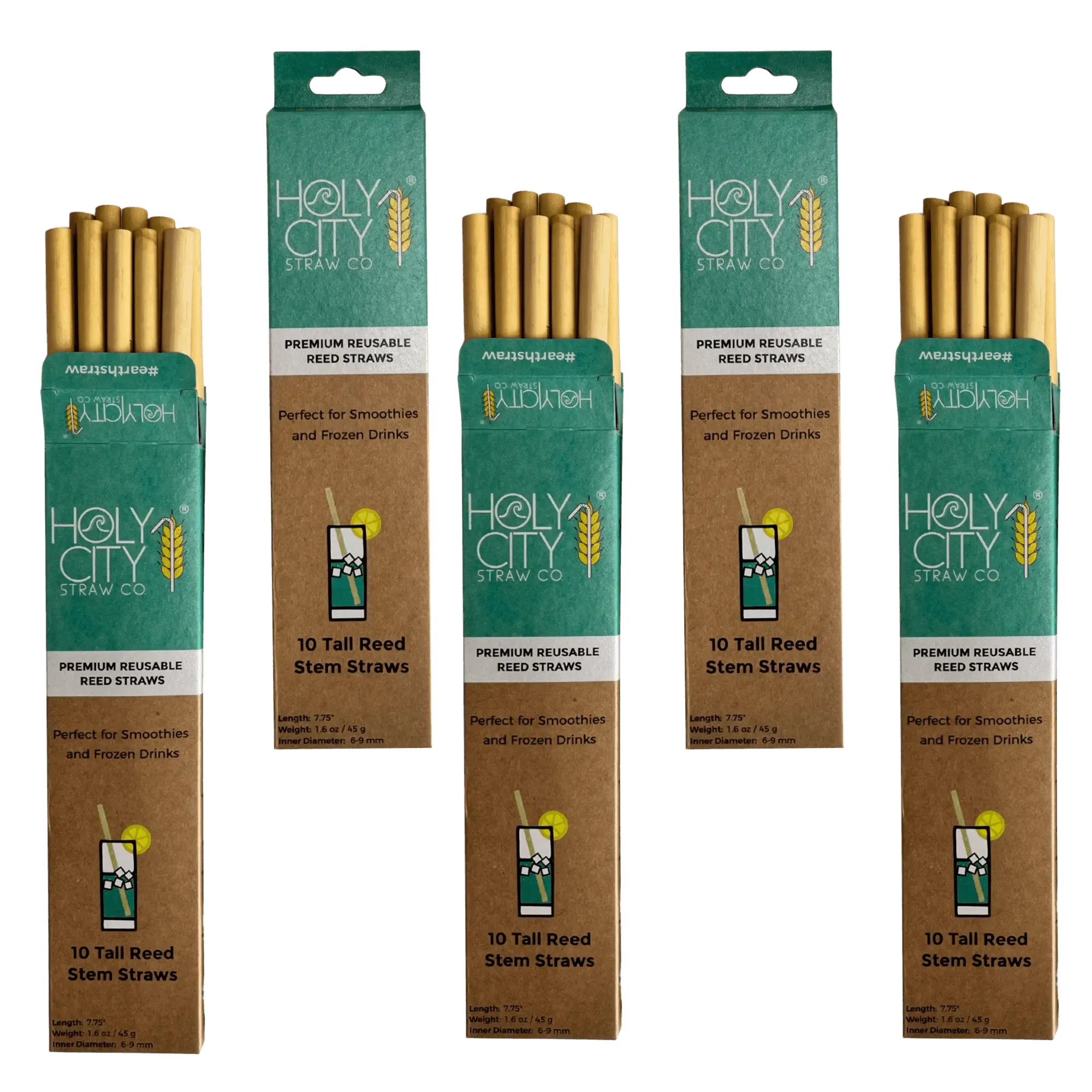 7.9" Jumbo Reed Straws | 10CT. | - 5 Pack Bundle