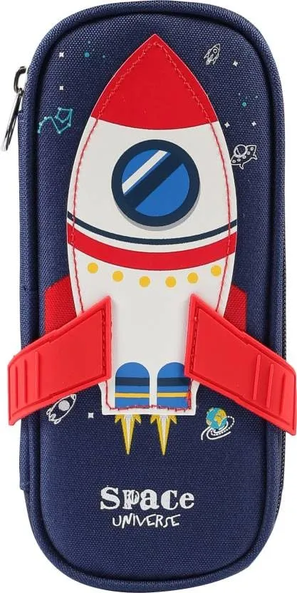 Aara Internationals Cute 3D Space Pencil Case for Kids, Big Capacity Canvas Pencil Pouch with Zipper, Waterproof & Durable Large Storage Pencil case for Boys and Girl