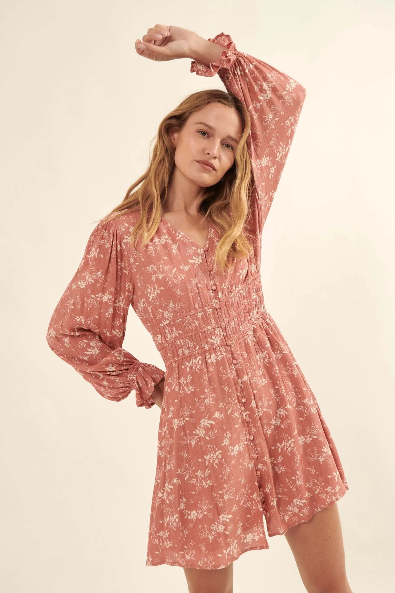 Alluring Elegance Floral Button-Front Mini Dress