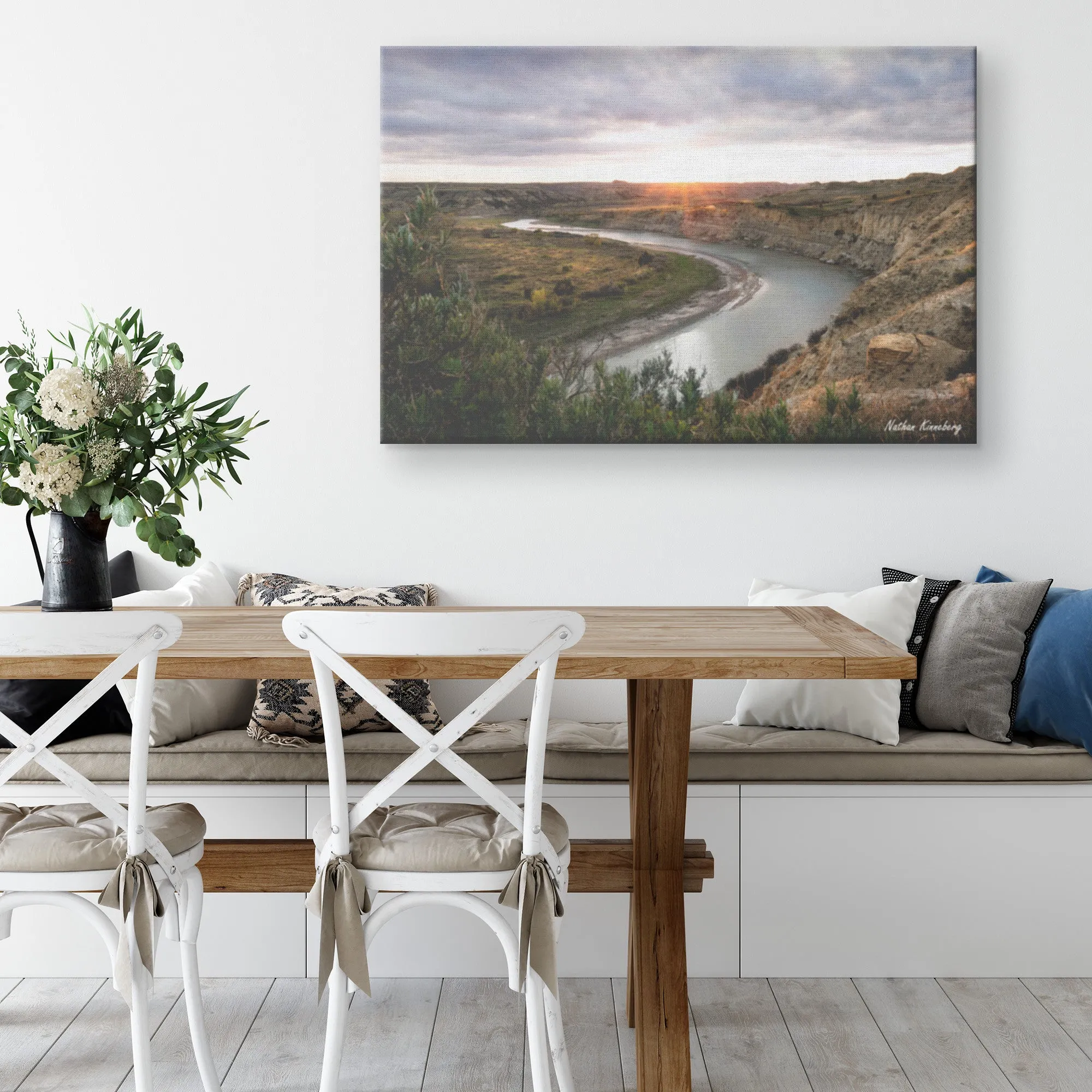 Badlands River Canvas by Nathan Kinneberg