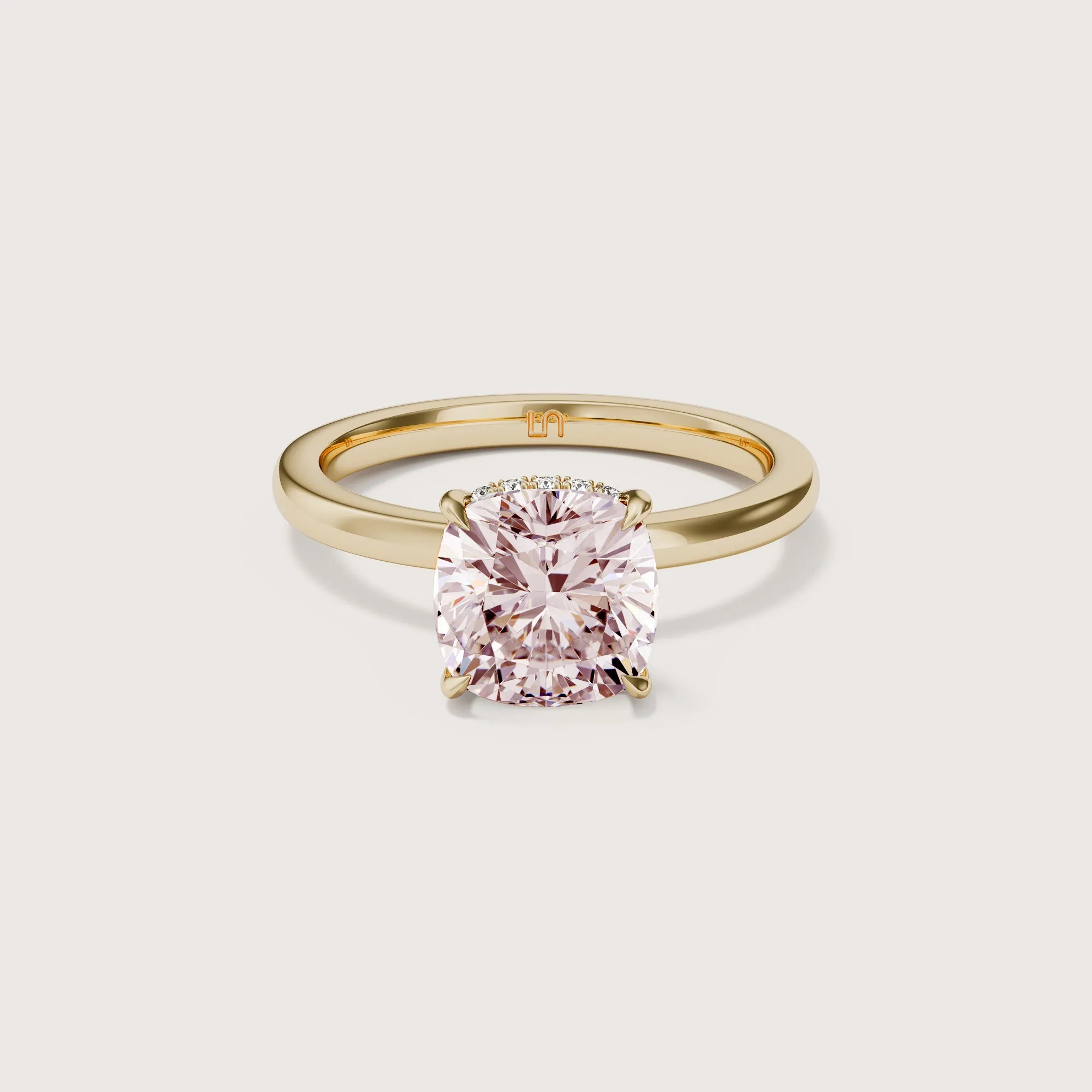 Bianca Cushion Solitaire Pink Diamond - Hidden Halo