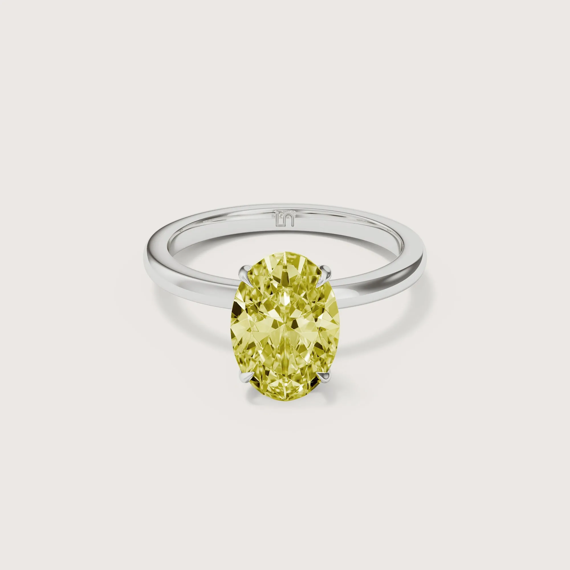 Bianca Oval Solitaire Yellow Diamond - Hidden Halo