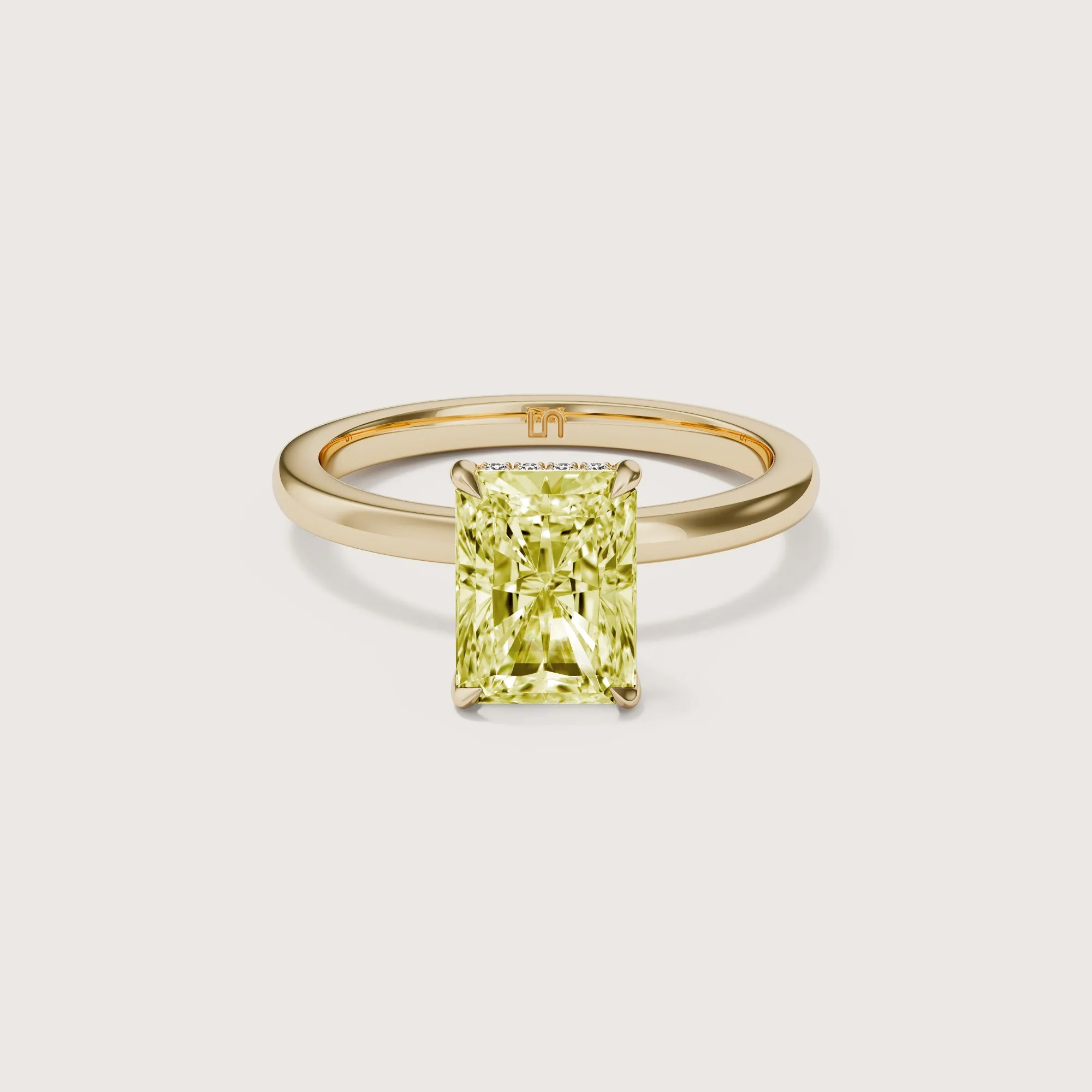 Bianca Radiant Solitaire Yellow Diamond - Hidden Halo