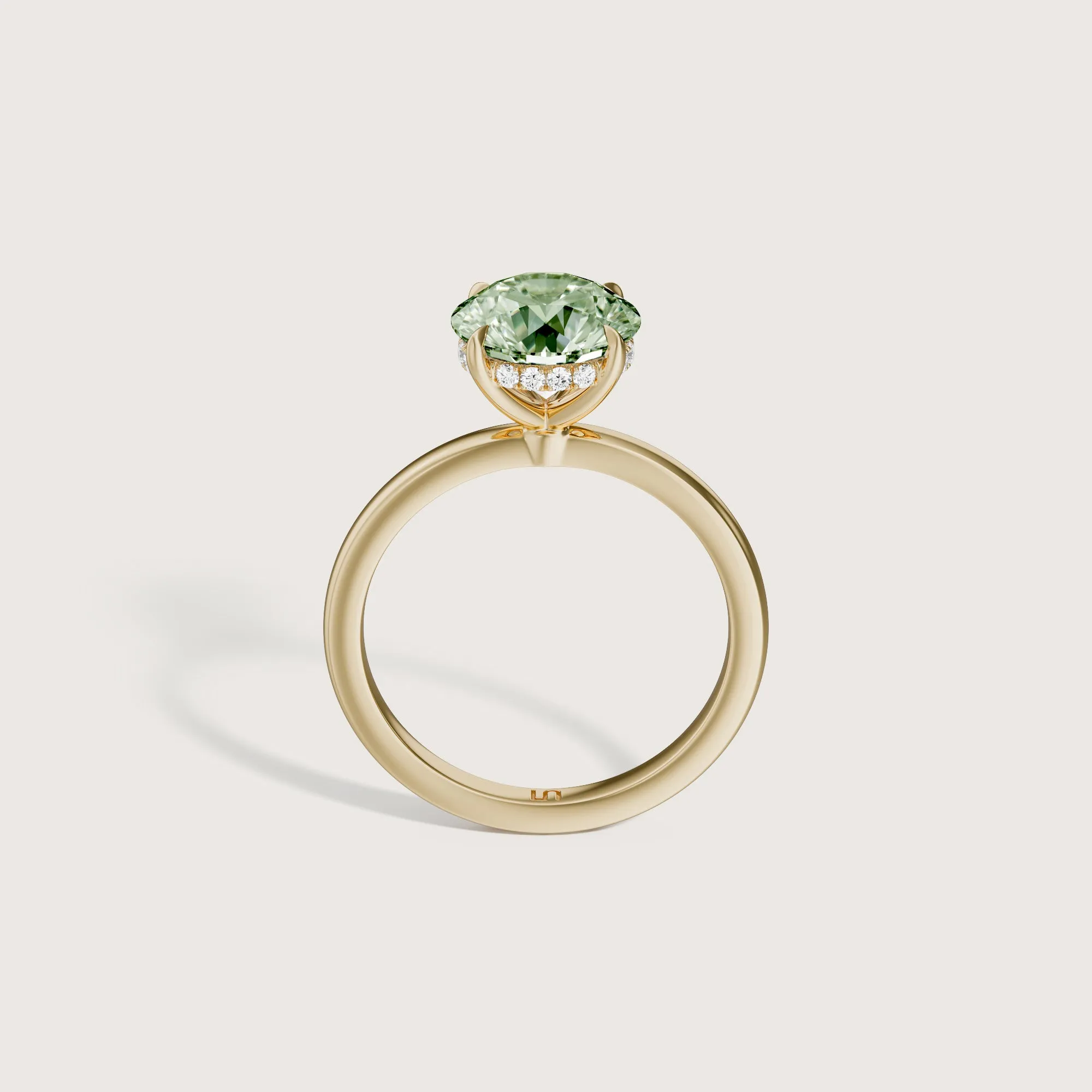 Bianca Round Solitaire Green Diamond - Hidden Halo