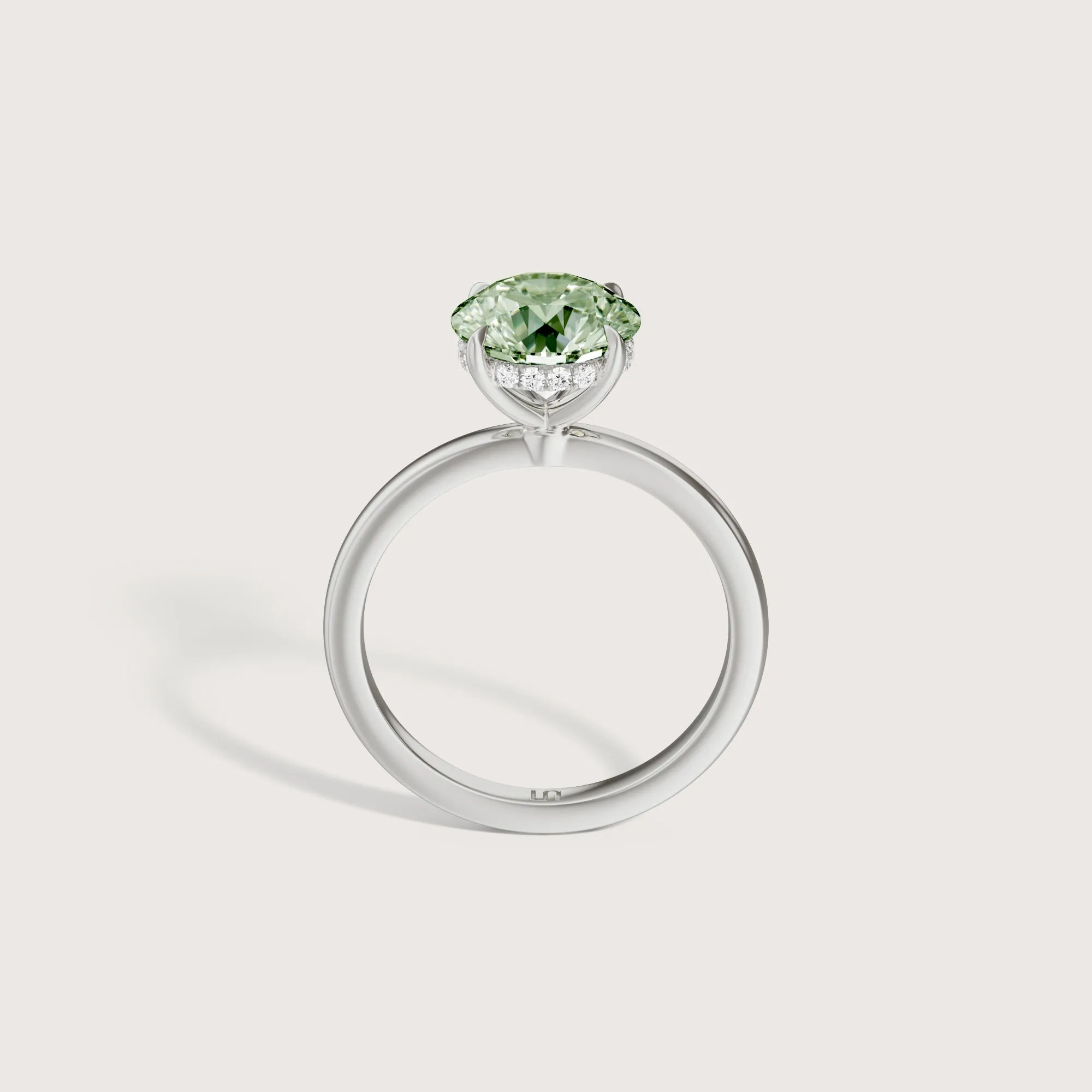 Bianca Round Solitaire Green Diamond - Hidden Halo