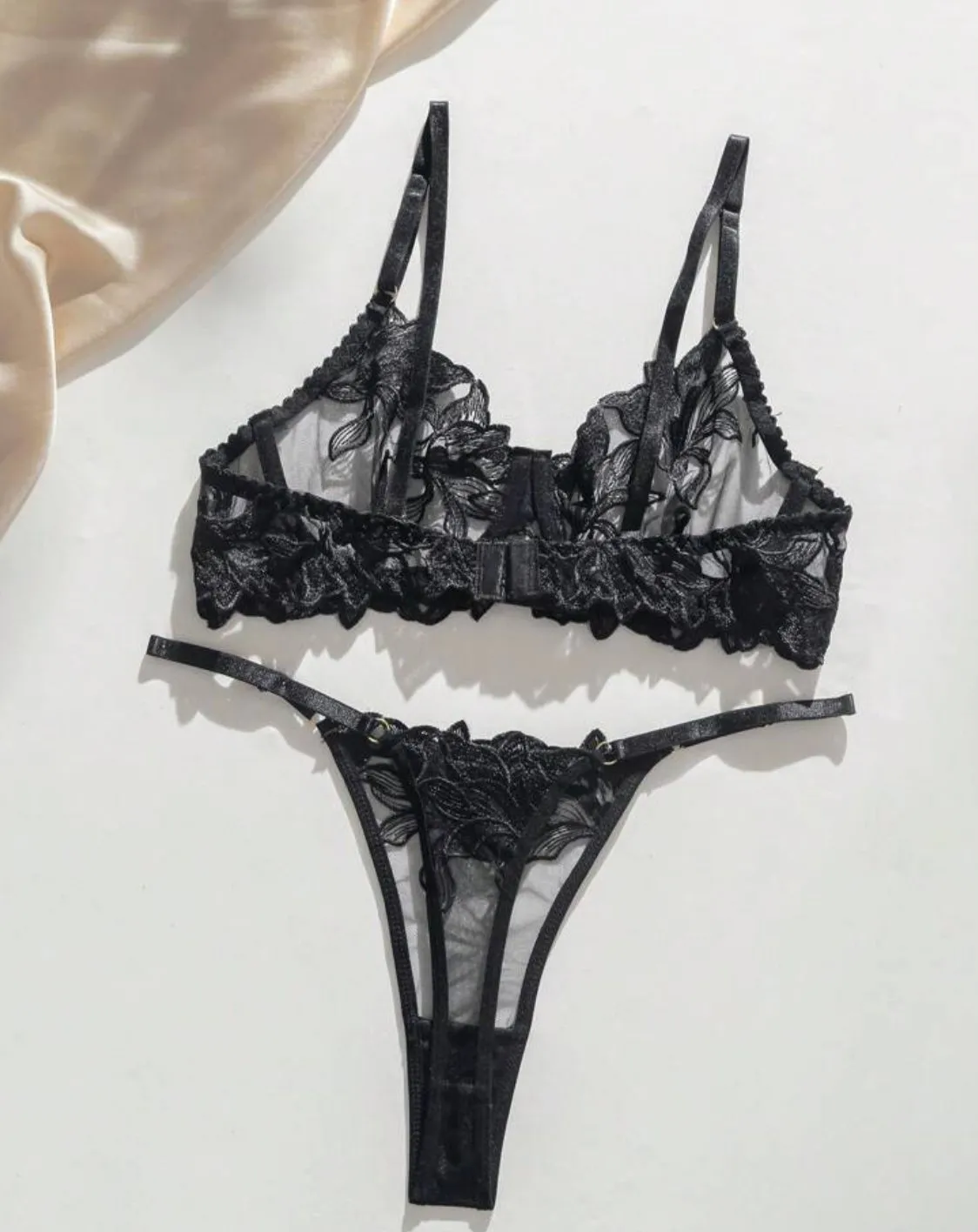 Black Lingerie Set Sexy Embroidery