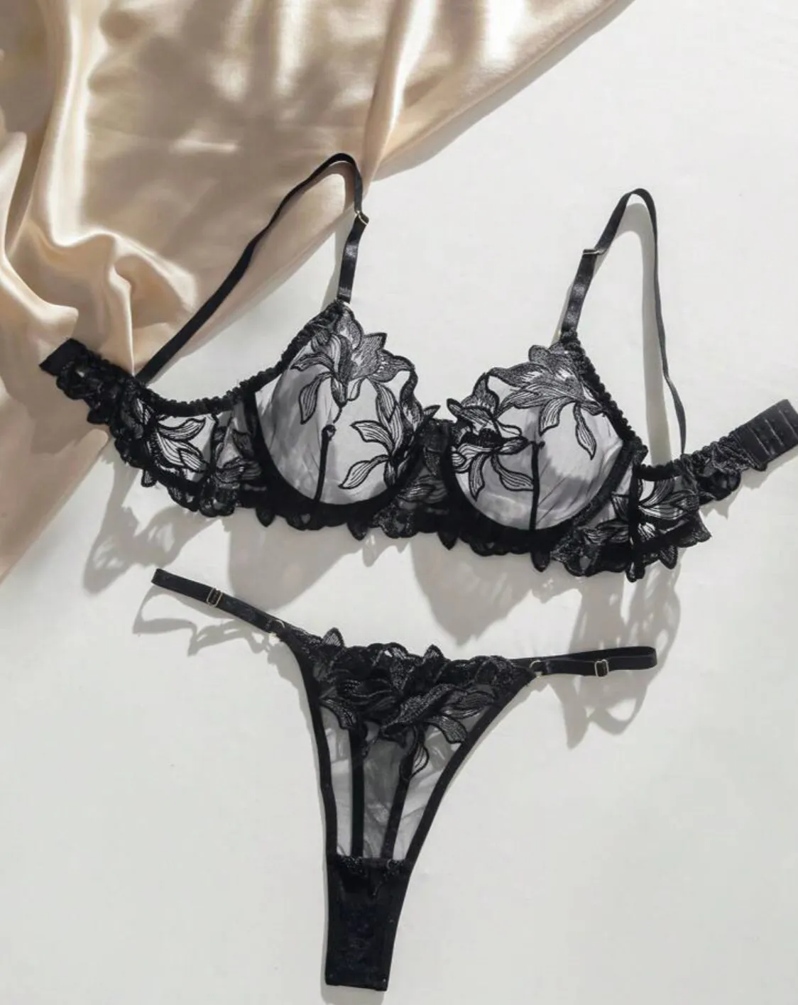 Black Lingerie Set Sexy Embroidery