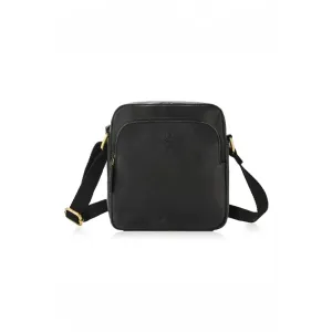 Black - natural leather bag model 191536 galanter