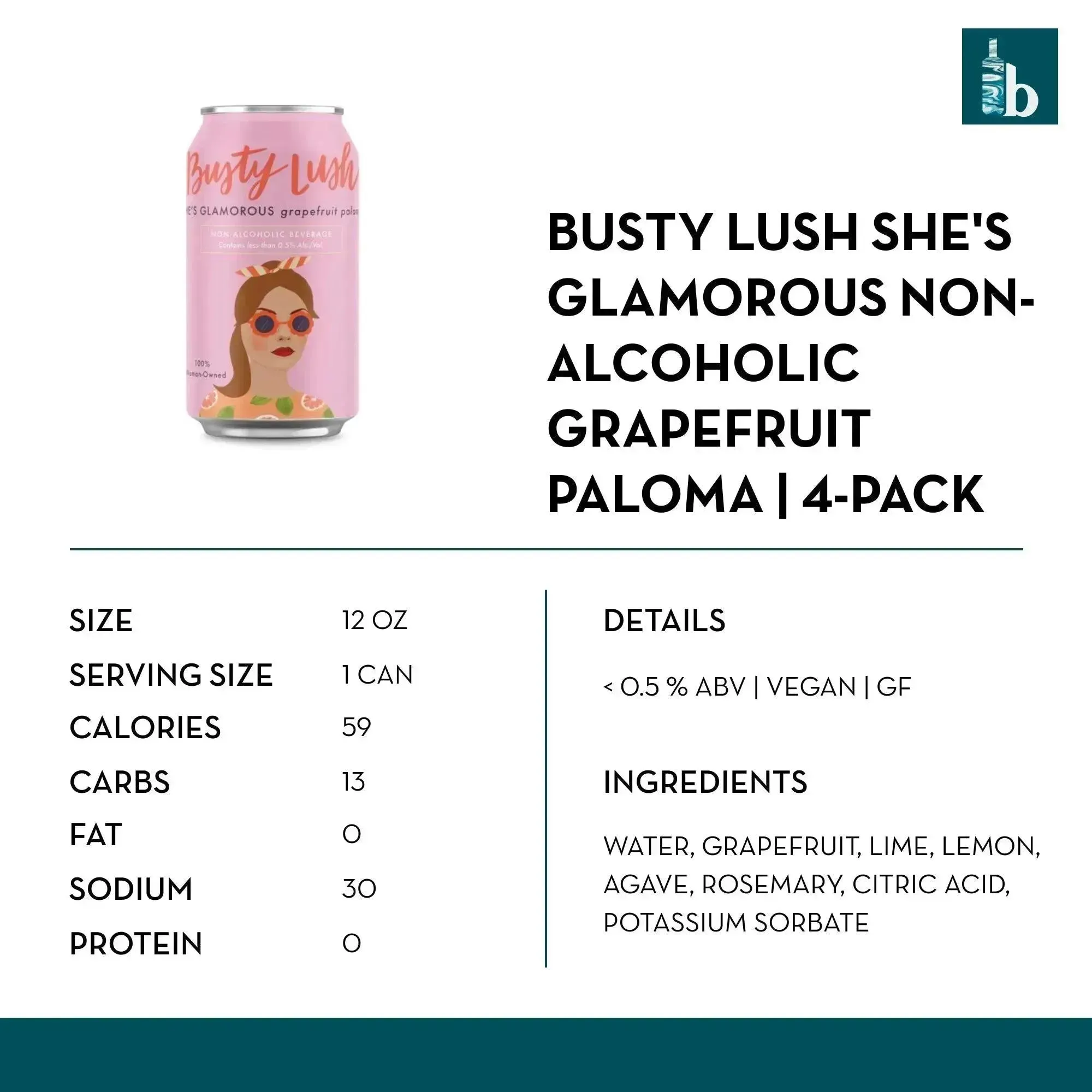Busty Lush She's Glamorous Non-Alcoholic Grapefruit Paloma