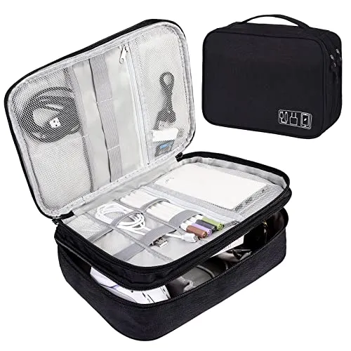 Cable Bag Universal Travel Cable Organizer Bag Cubes Cable Case,3 Layer Waterproof Adjustable Cable Organizer for Mobile Phone Charging Cable, Powerbank, USB Sticks, SD Cards