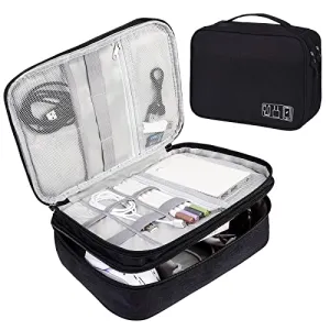 Cable Bag Universal Travel Cable Organizer Bag Cubes Cable Case,3 Layer Waterproof Adjustable Cable Organizer for Mobile Phone Charging Cable, Powerbank, USB Sticks, SD Cards