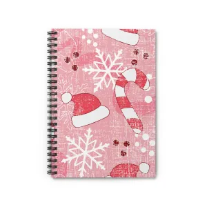 Candy Canes and Snowflakes Spiral Notebook - Lined Rule: Festive Pink Christmas Design