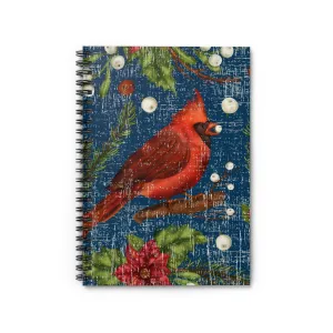 Cardinal on Blue Background Spiral Notebook - Ruled Line: Elegant Bird Design