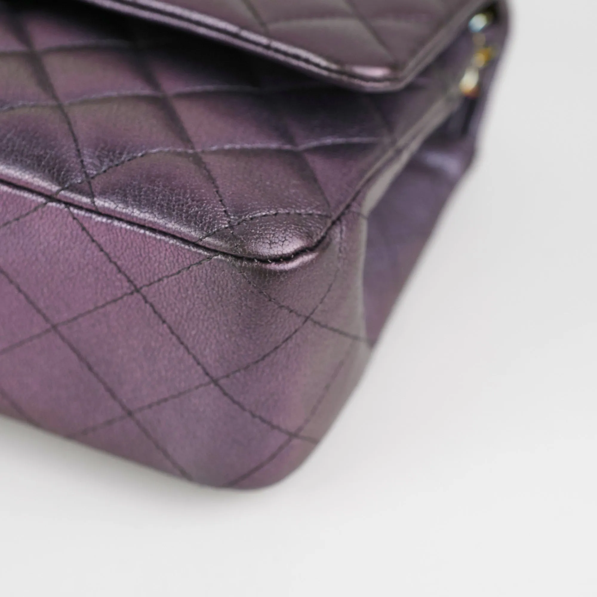 Chanel 16C Classic Flap Medium Large Iridescent Mermaid Purplle Bag