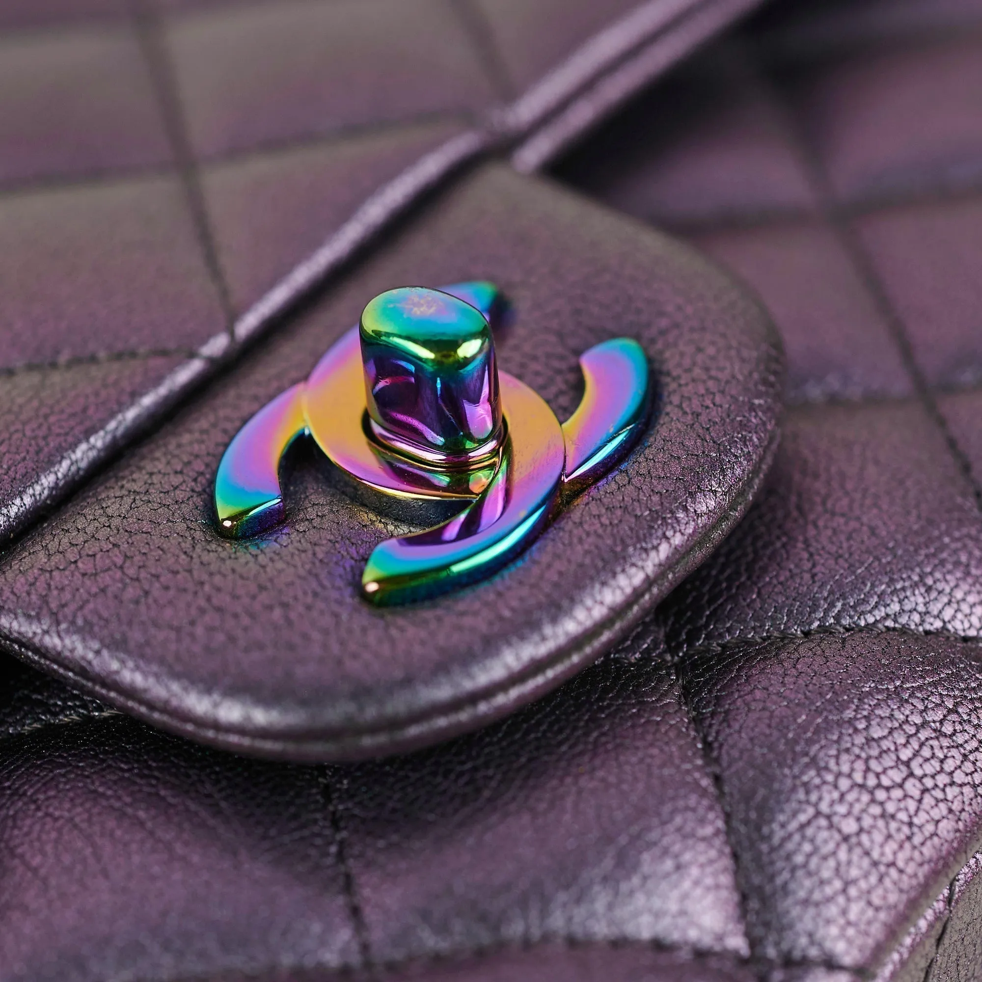 Chanel 16C Classic Flap Medium Large Iridescent Mermaid Purplle Bag