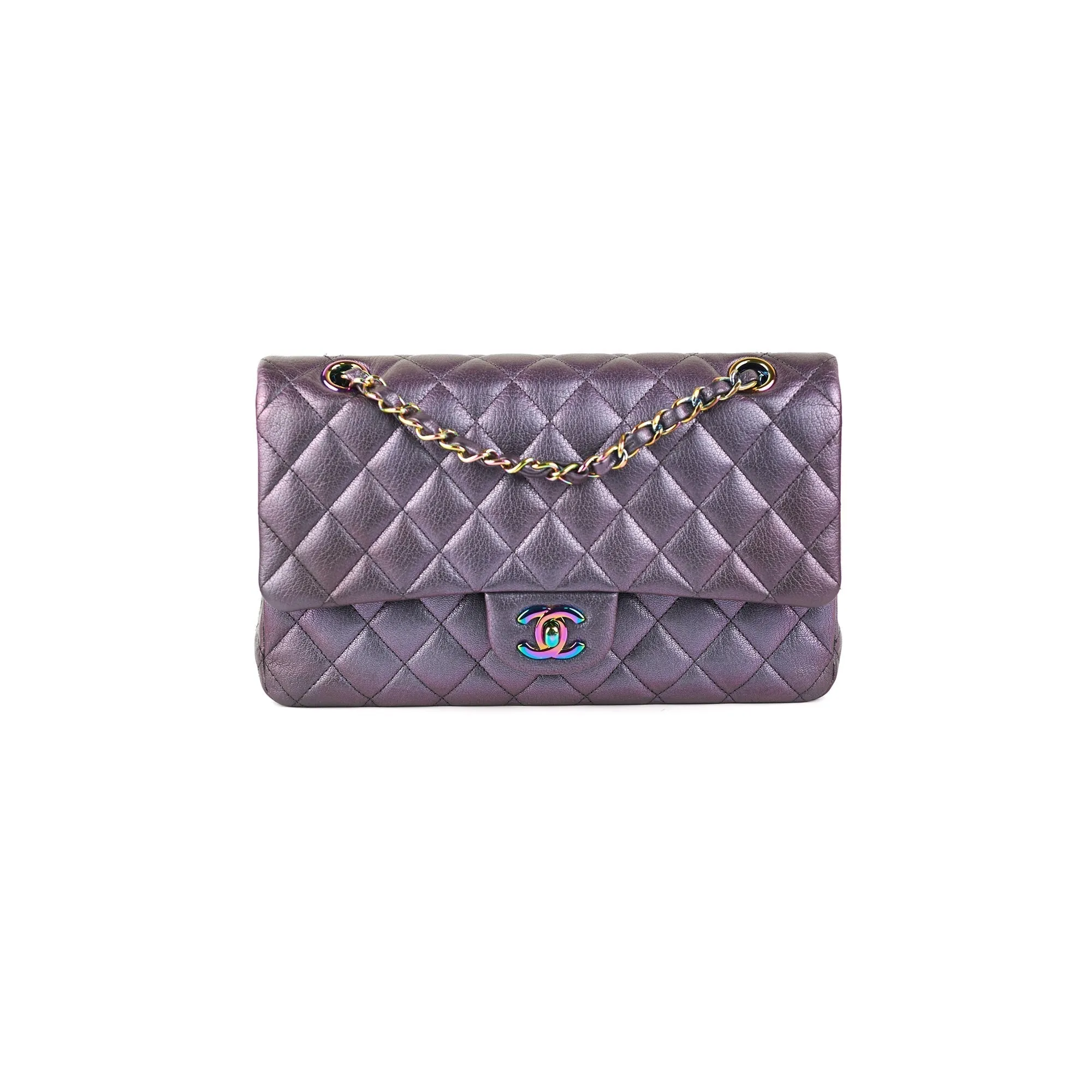 Chanel 16C Classic Flap Medium Large Iridescent Mermaid Purplle Bag