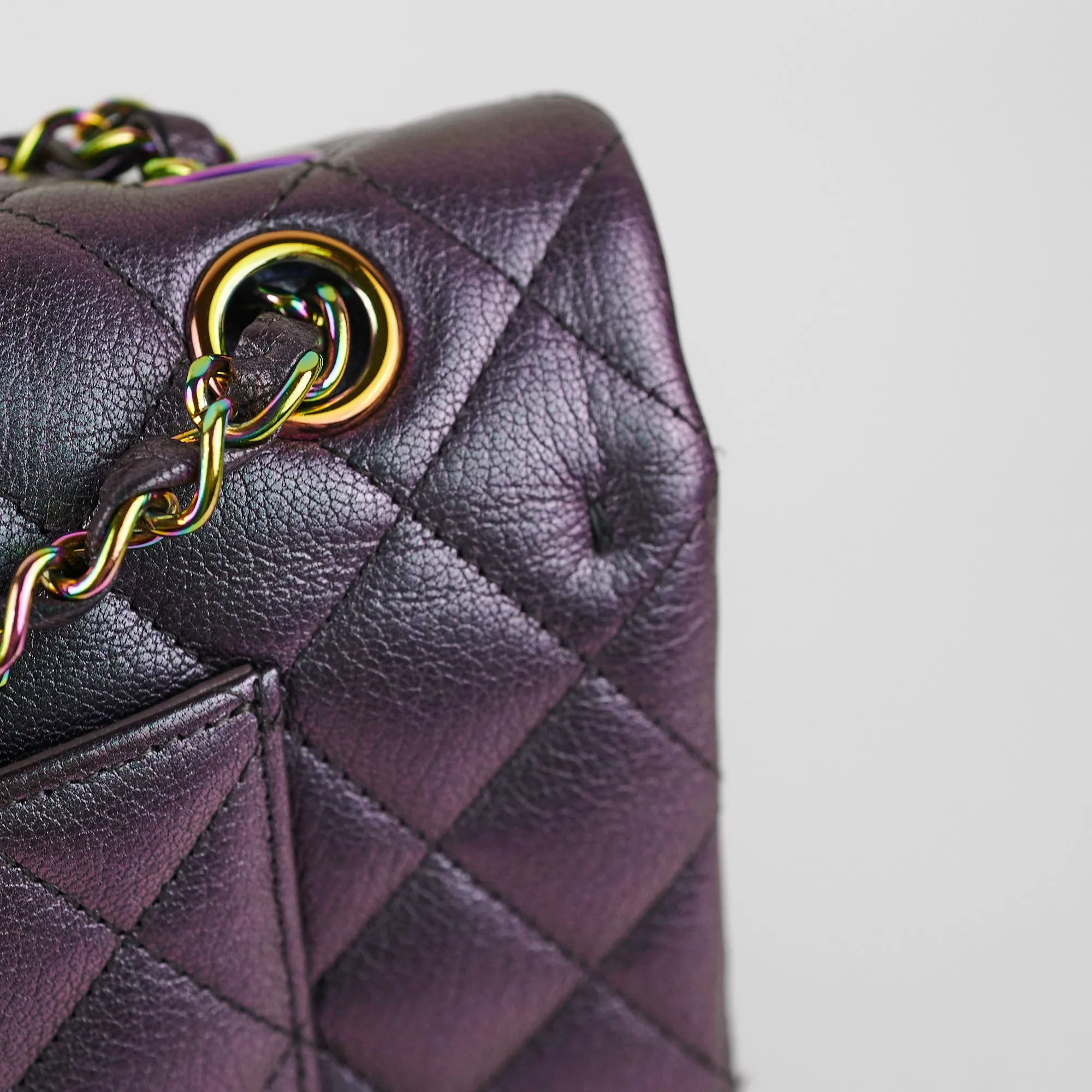Chanel 16C Classic Flap Medium Large Iridescent Mermaid Purplle Bag