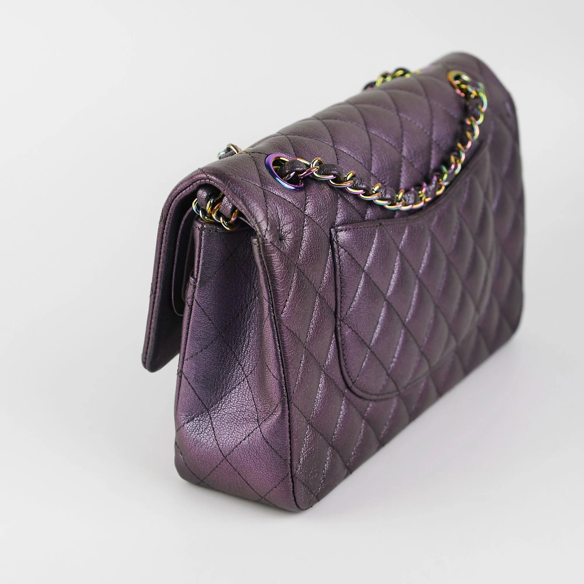 Chanel 16C Classic Flap Medium Large Iridescent Mermaid Purplle Bag