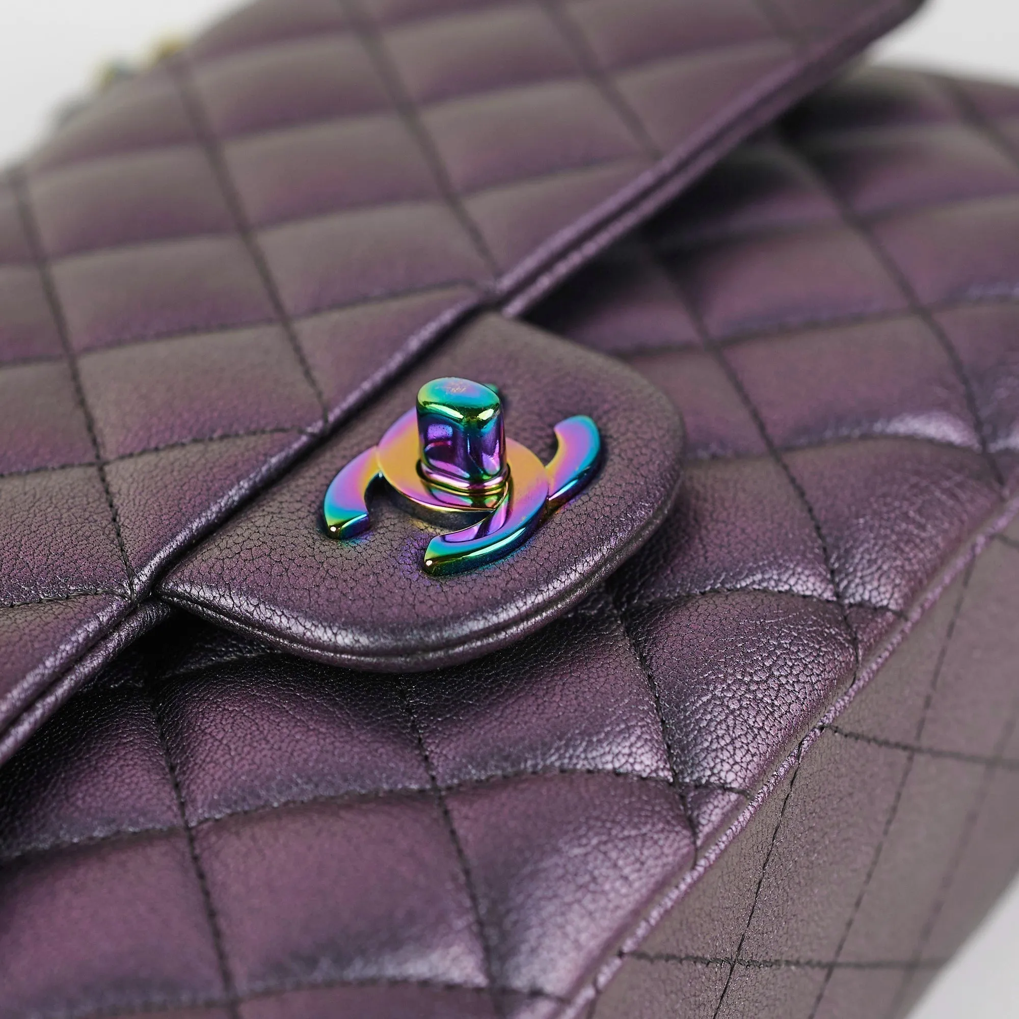 Chanel 16C Classic Flap Medium Large Iridescent Mermaid Purplle Bag