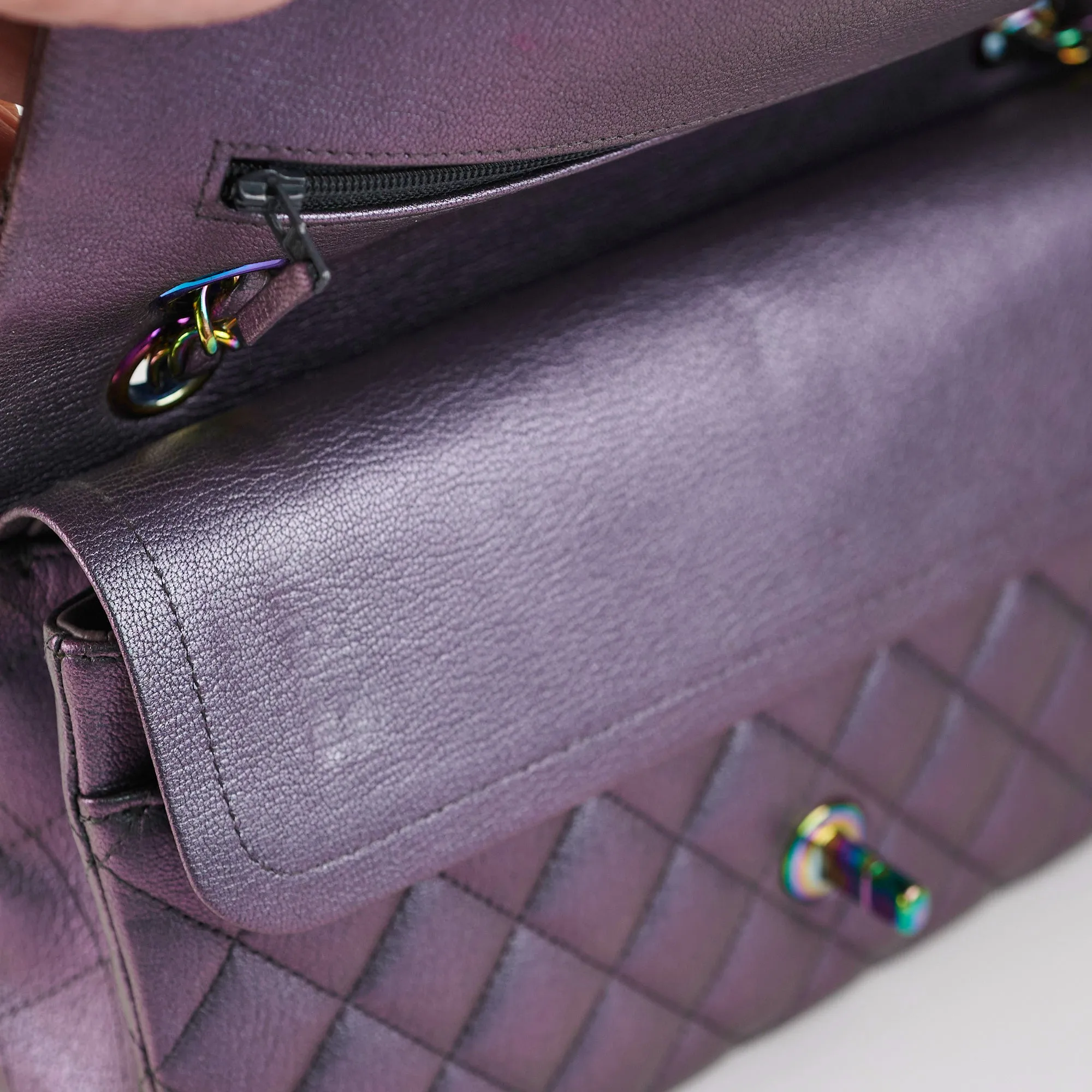 Chanel 16C Classic Flap Medium Large Iridescent Mermaid Purplle Bag