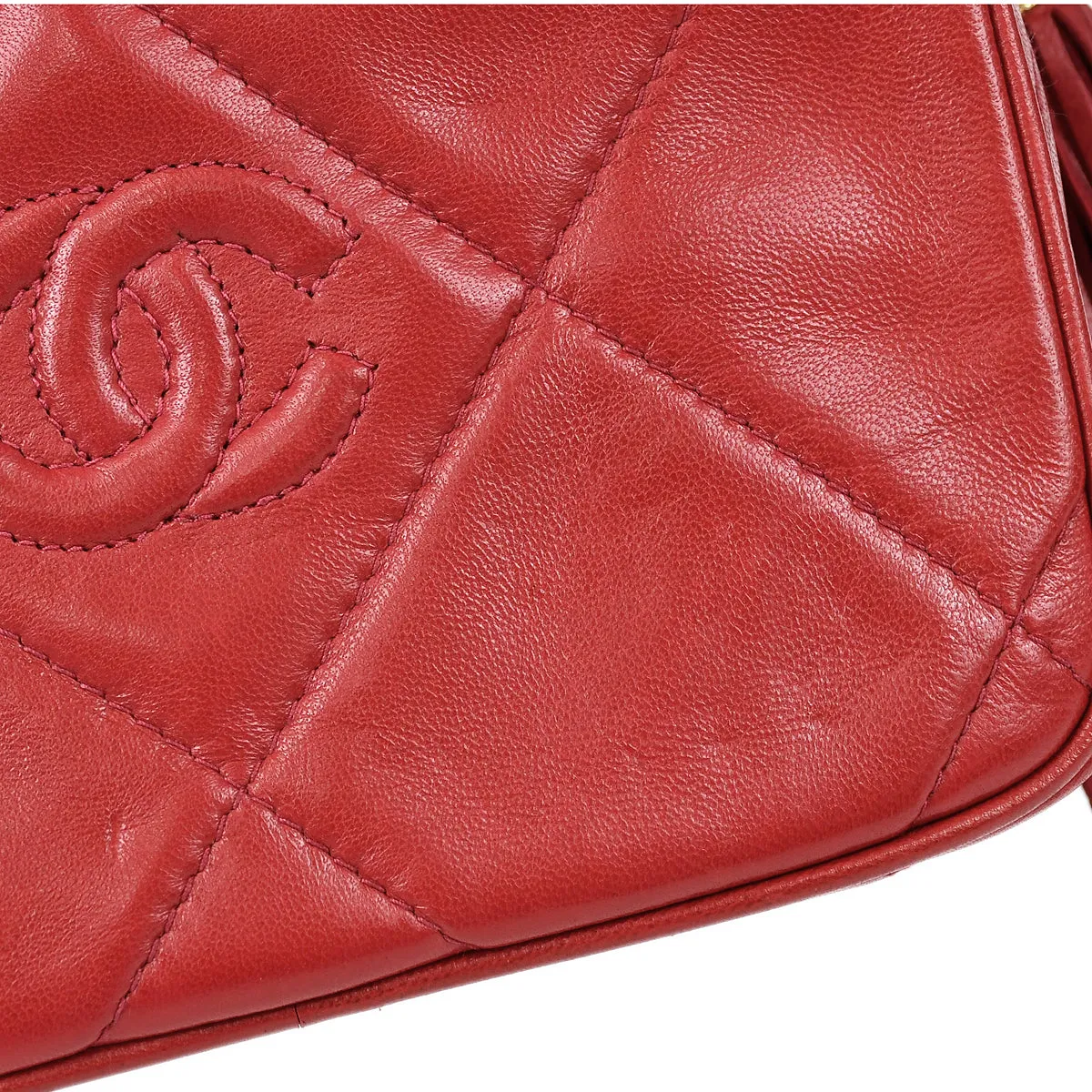 CHANEL 1986-1988 Camera Bag Mini Red Lambskin 97316
