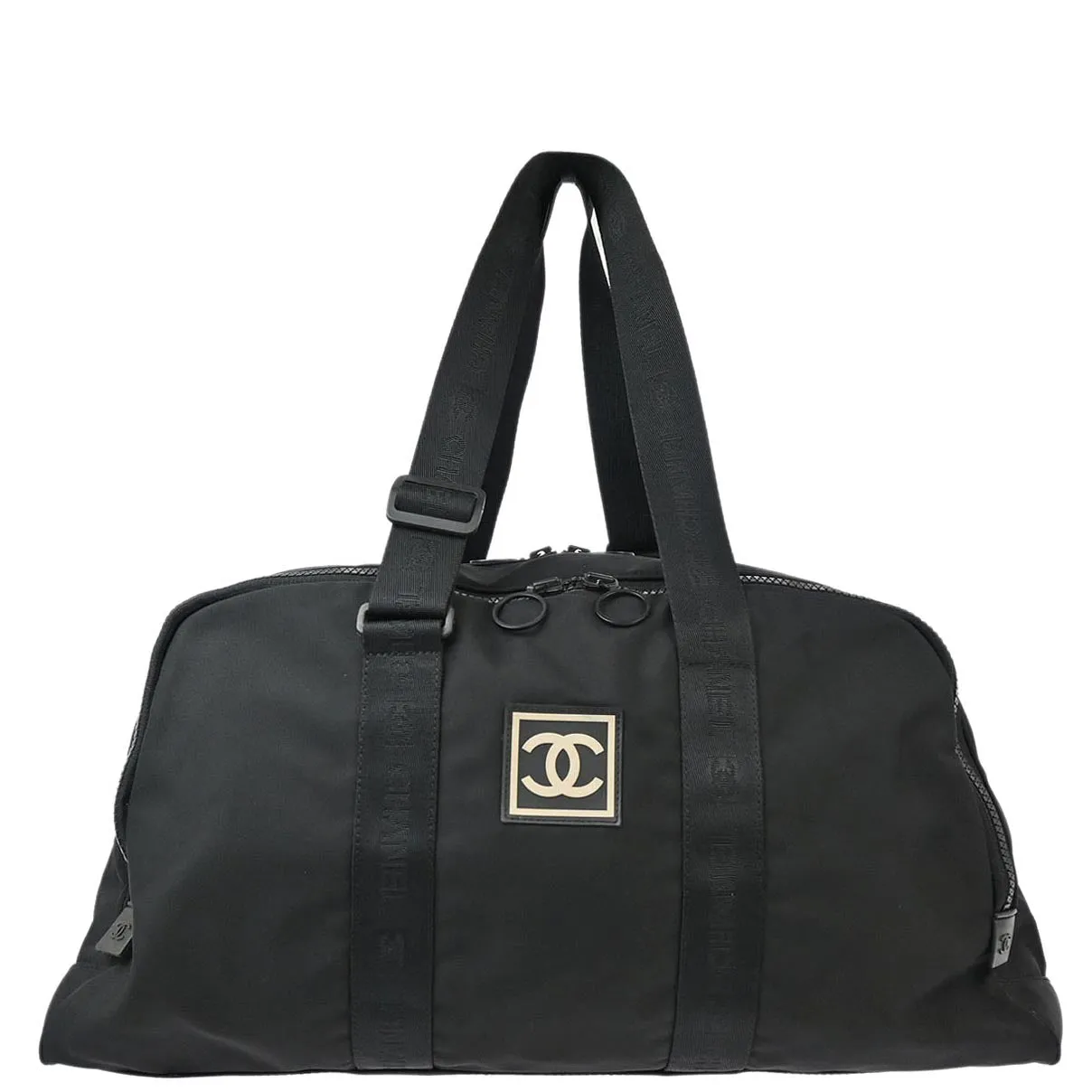 Chanel 2003-2004 Black Nylon Sport Line Duffle Gym Bag