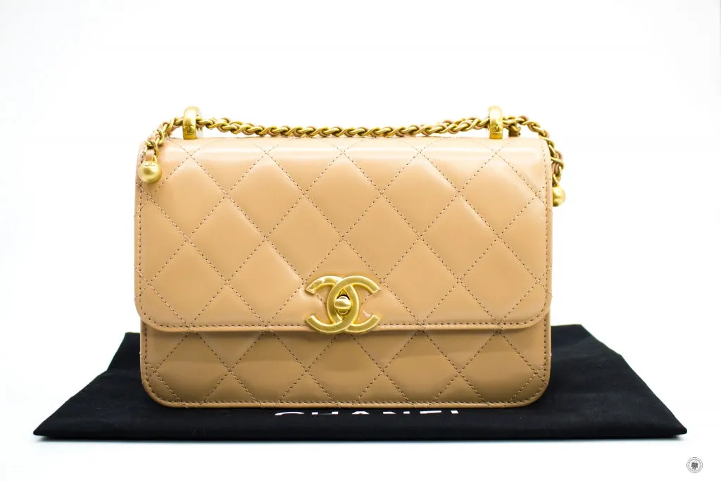 Chanel AS2649B05973 Small Flap Bag Beige   NC632 Calfskin Shoulder Bags Gbhw