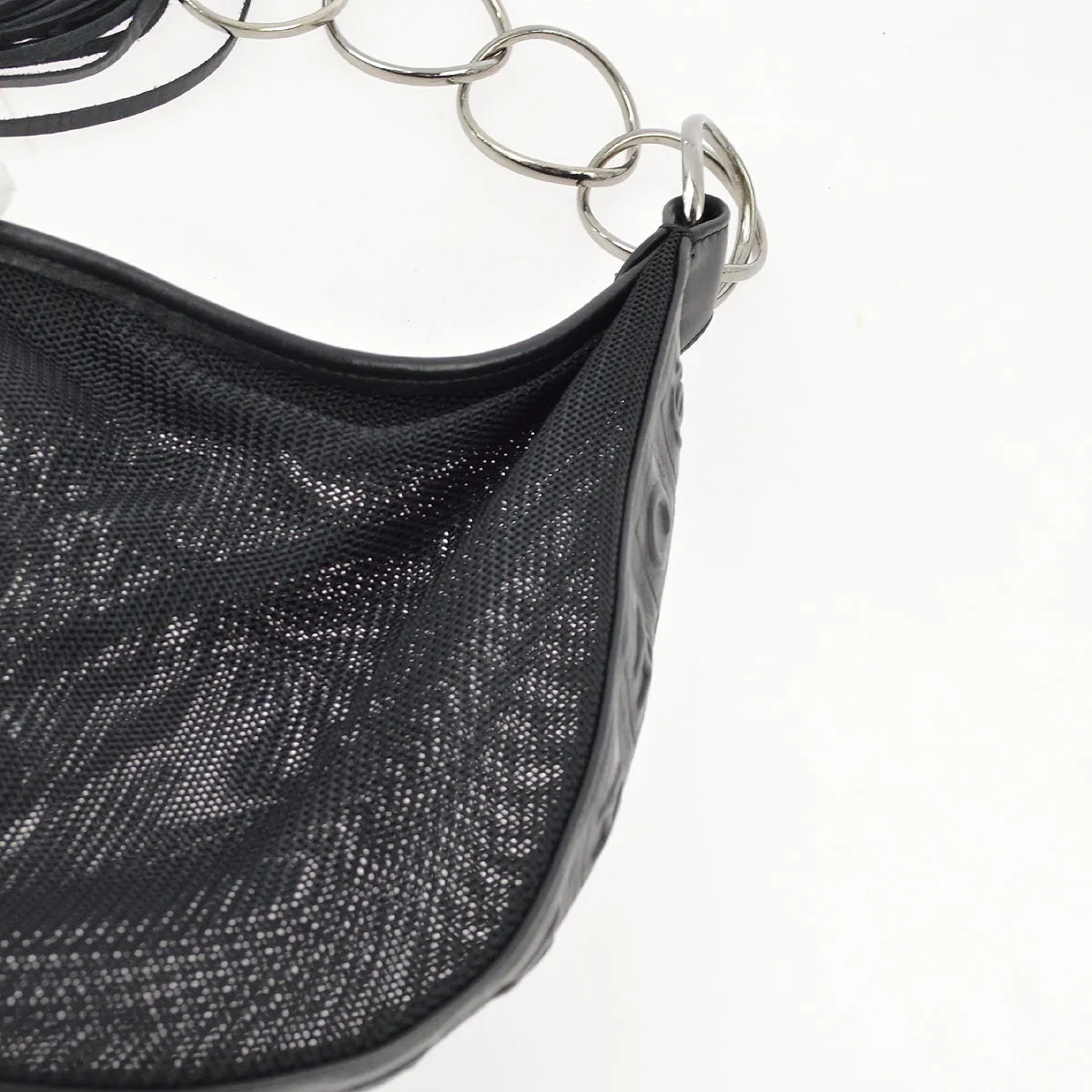 Chanel Black Canvas Fringe Mesh Shoulder Bag