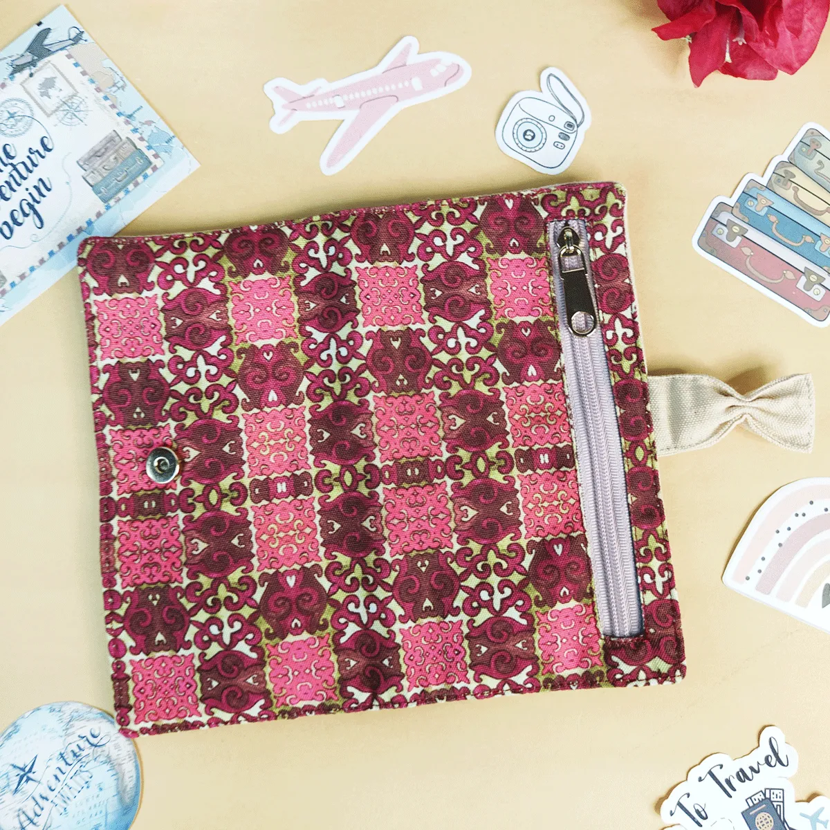 Crimson Charm Combo- Sling, Mini Wallet, Passport Case, Pouch