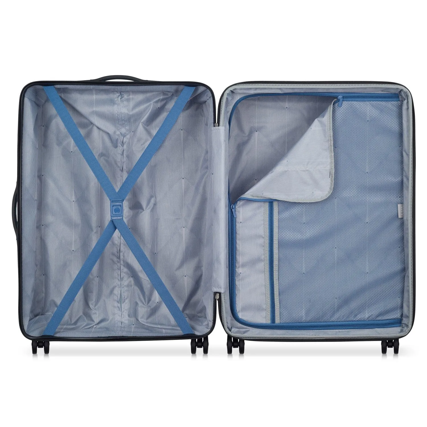 Delsey Tiphanie 55 70 82cm Hardcase 4 Double Wheel Expandable Cabin & Check-In Luggage Trolley Set Graphite   FREE Delsey Agreable Backpack