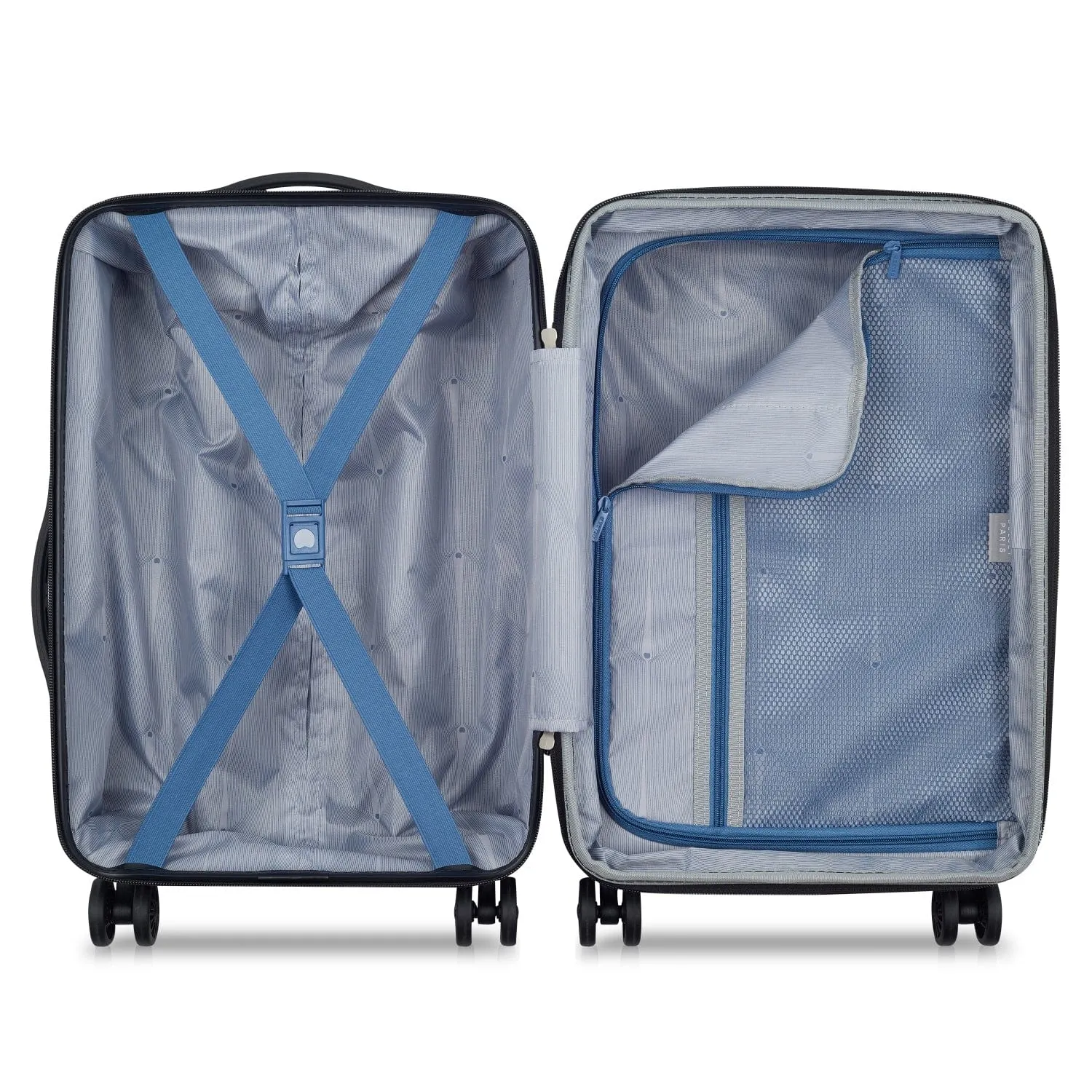 Delsey Tiphanie 55 70 82cm Hardcase 4 Double Wheel Expandable Cabin & Check-In Luggage Trolley Set Graphite   FREE Delsey Agreable Backpack