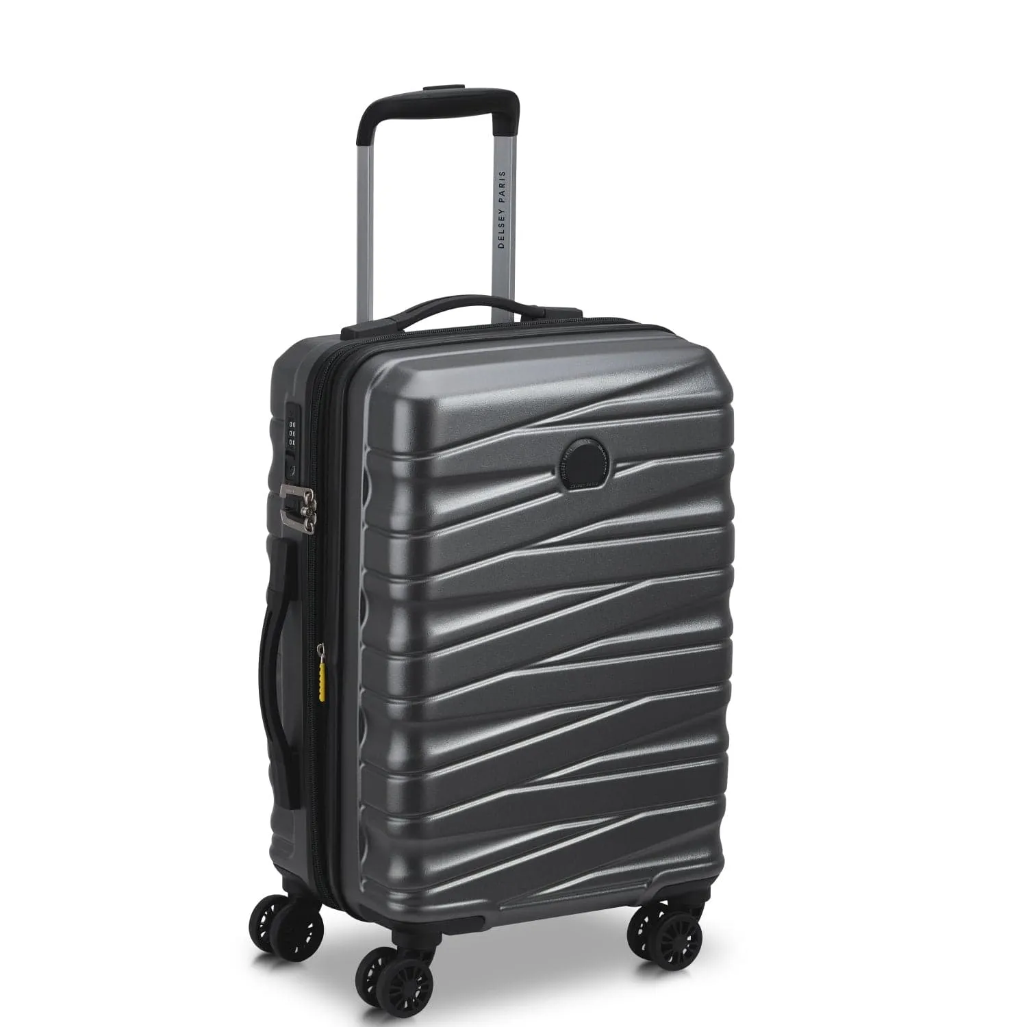 Delsey Tiphanie 55 70 82cm Hardcase 4 Double Wheel Expandable Cabin & Check-In Luggage Trolley Set Graphite   FREE Delsey Agreable Backpack