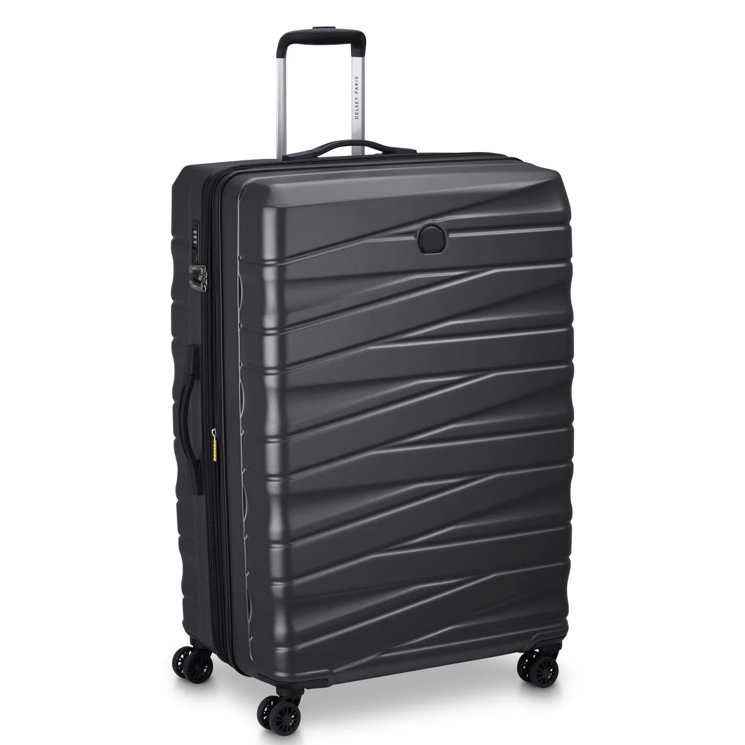Delsey Tiphanie 55 70 82cm Hardcase 4 Double Wheel Expandable Cabin & Check-In Luggage Trolley Set Graphite   FREE Delsey Agreable Backpack