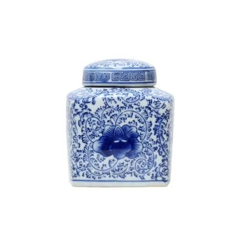 Double Happiness Blue   White Jar | 13cm