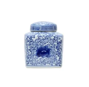 Double Happiness Blue   White Jar | 13cm