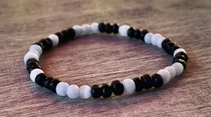 Emery Handmade Pale Blue Cats Eye and Wood Expandable Bracelet