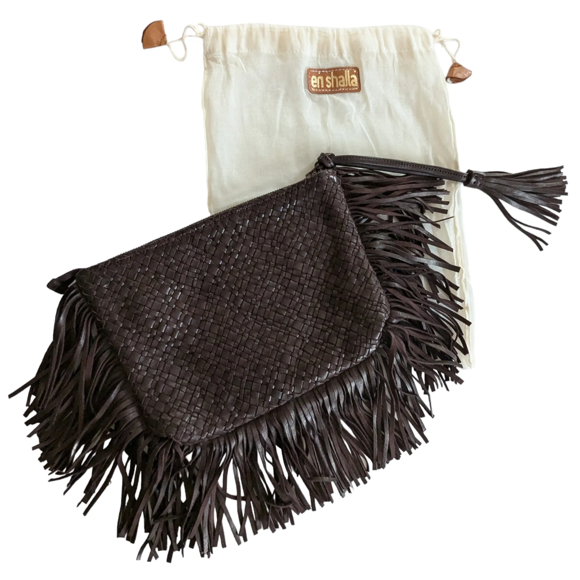 Enshalla Woven Leather Clutch