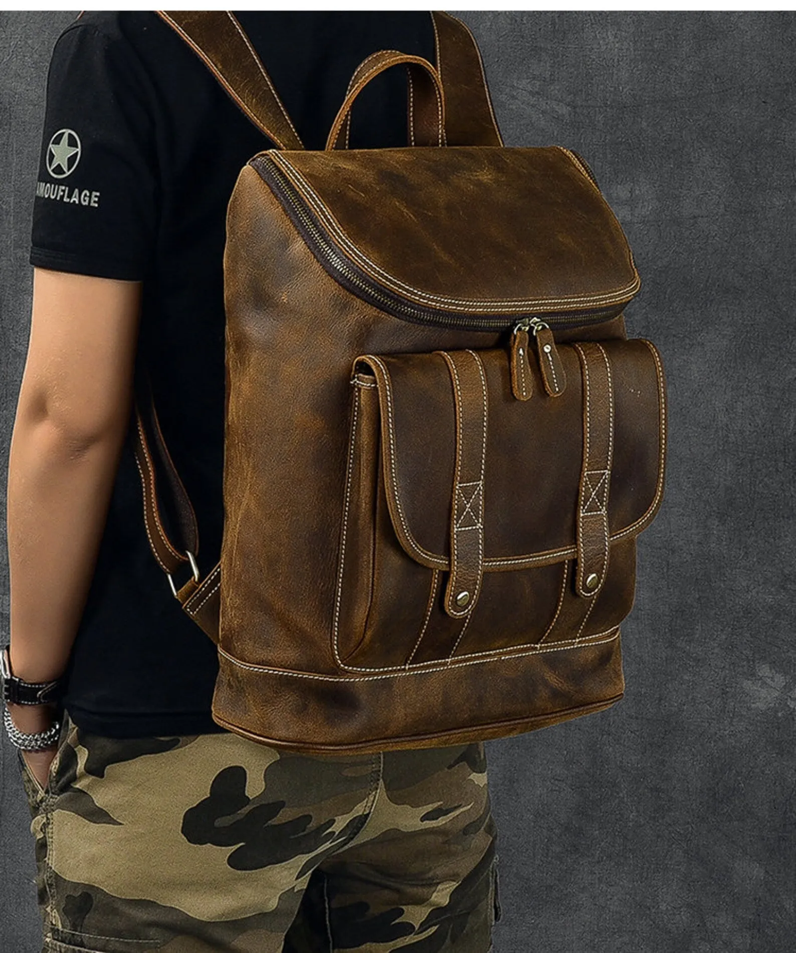 extra large leather backpack