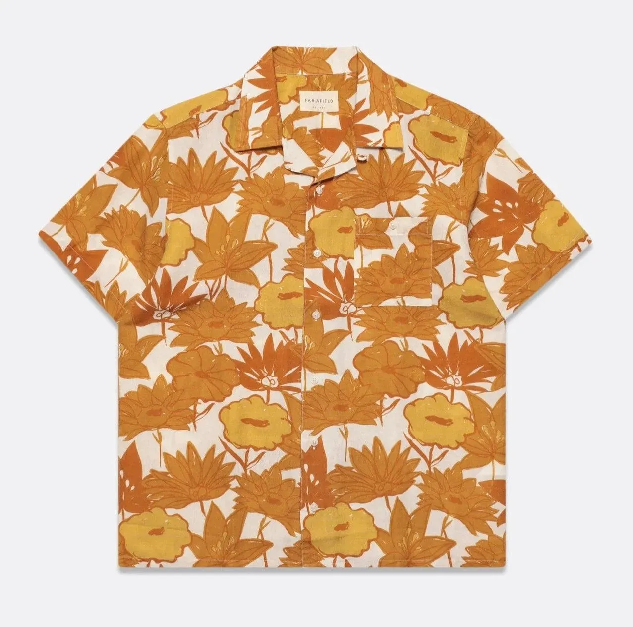 Far Afield - Selleck Shirt - Honey Gold Flower Collage Print