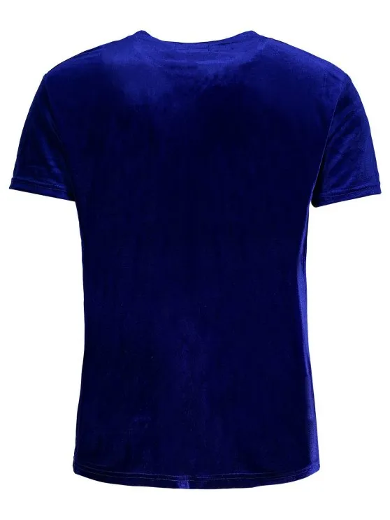 Fashion Short Sleeve Velvet Top