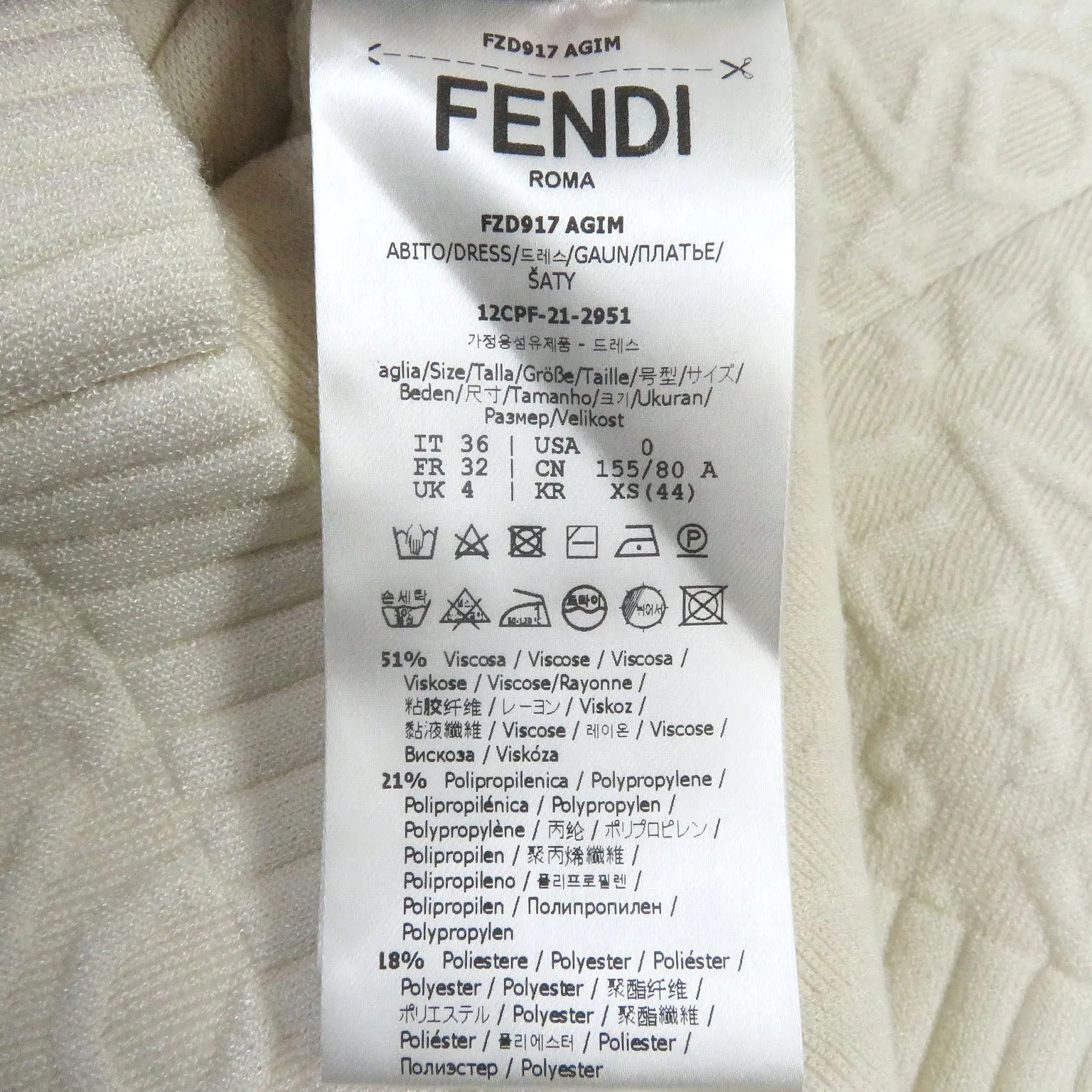 FENDI one piece Rayon Ivory 36